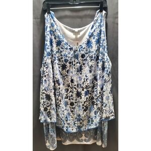 NWT AVENUE Plus Swing Flowy Sleeveless Tank Tunic Blue Paisley Damask Tank 26/28